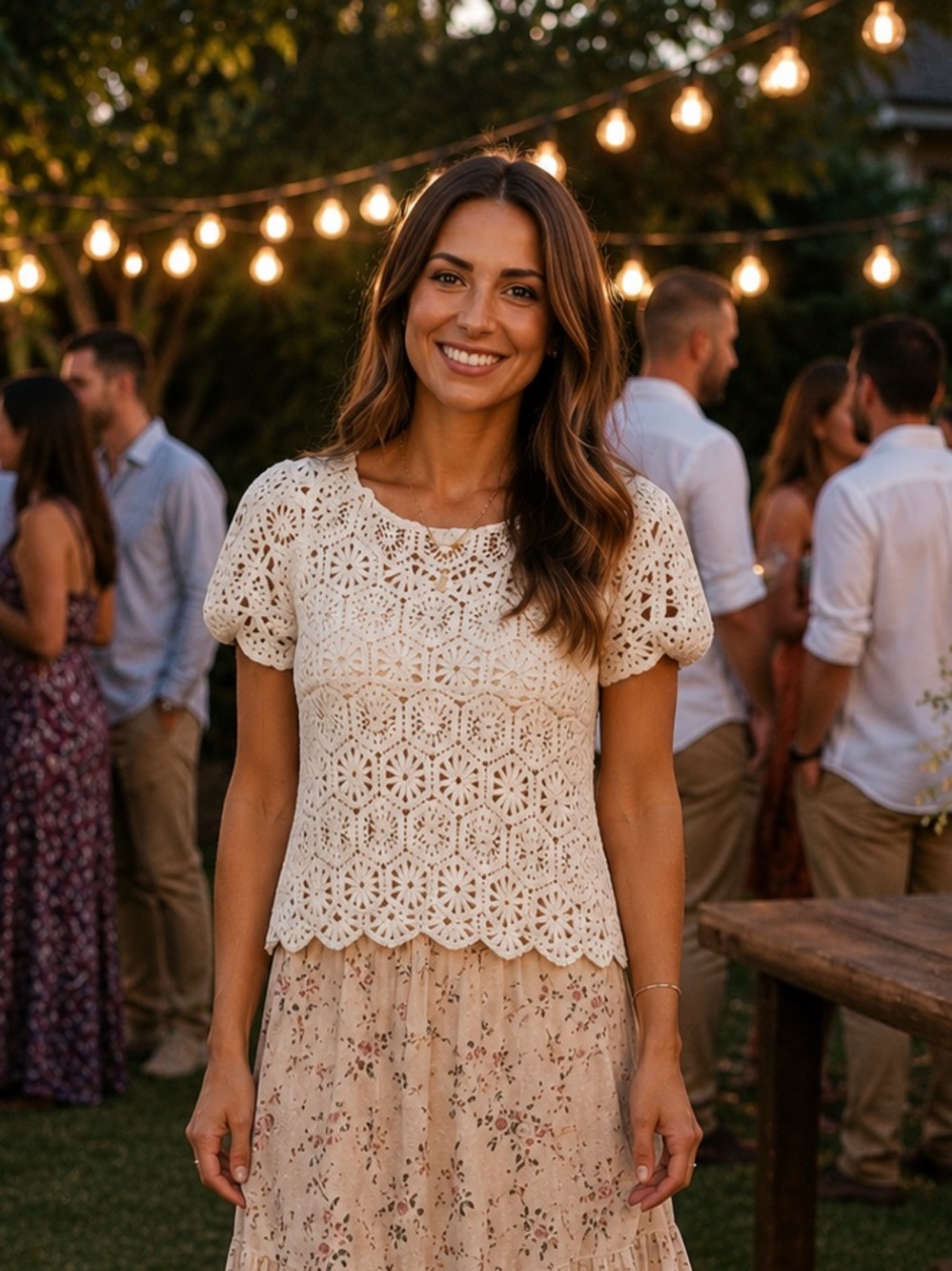 Crochet Summer  White Top Women’s Size M Boho Hippie Music Festival Beach